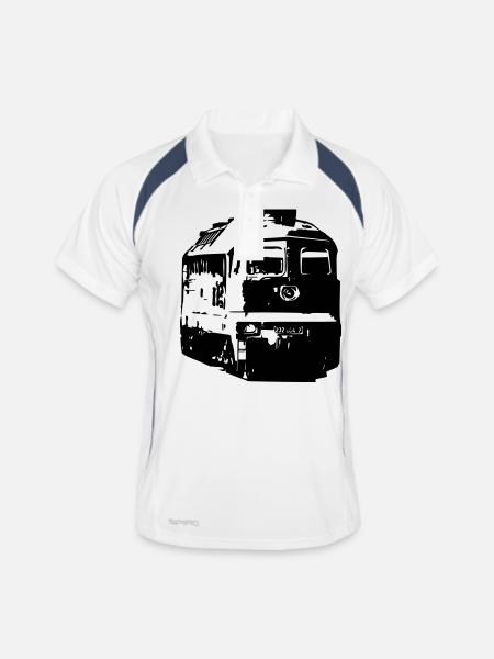 Diesellok - Männer Polo atmungsaktiv - Weiß/Navy - Vorne
