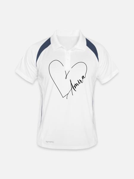 Amira Nom Heart Line - Polo respirant Homme - blanc/marine - Devant