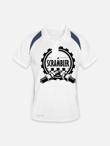 scrambler - Männer Polo atmungsaktiv - Weiß/Navy - Vorne