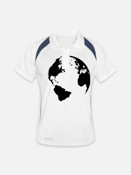 world - Männer Polo atmungsaktiv - Weiß/Navy - Vorne