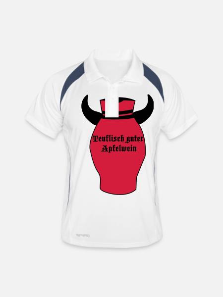 Teuflisch guter Apfelwein - Bembel Teufel - Männer Polo atmungsaktiv - Weiß/Navy - Vorne