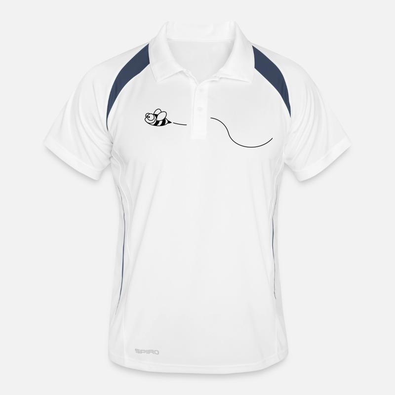biene_1c - Männer Polo atmungsaktiv - Weiß/Navy