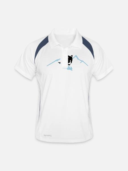 Skifahrer Berge - Männer Polo atmungsaktiv - Weiß/Navy - Vorne