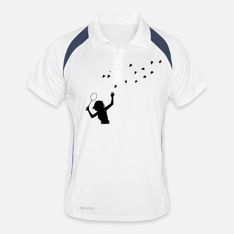badminton - Männer Polo atmungsaktiv - Weiß/Navy