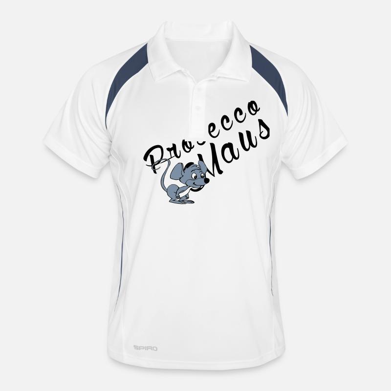 Prosecco Maus - Männer Polo atmungsaktiv - Weiß/Navy