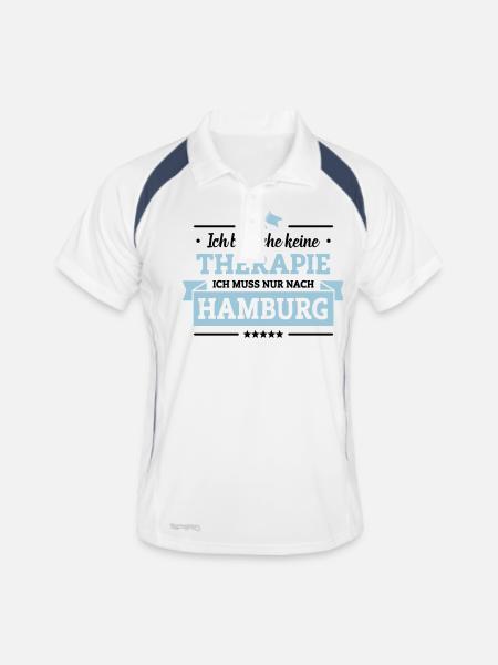 Nur nach Hamburg - Männer Polo atmungsaktiv - Weiß/Navy - Vorne