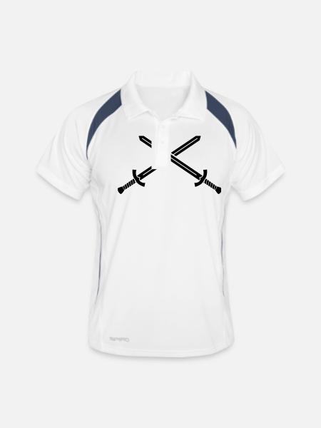 Gekreuzte Schwerter - Männer Polo atmungsaktiv - Weiß/Navy - Vorne