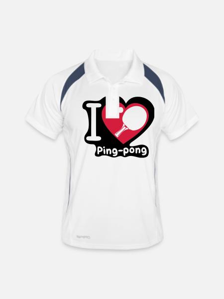 Liebe Herz Herzen Pingpong tennistable3 - Männer Polo atmungsaktiv - Weiß/Navy - Vorne