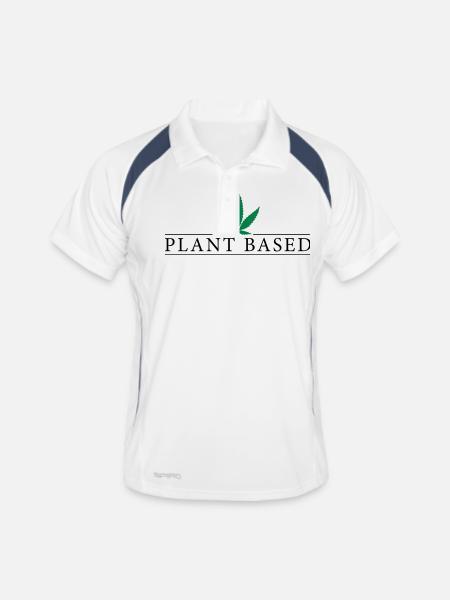 Plant Based - Männer Polo atmungsaktiv - Weiß/Navy - Vorne