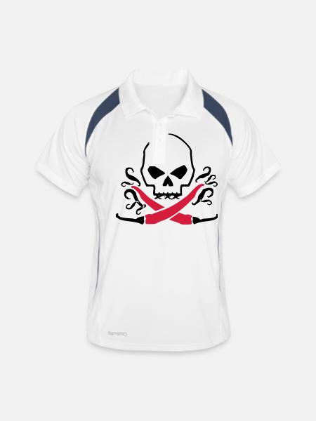 Chilli skull - Männer Polo atmungsaktiv - Weiß/Navy - Vorne