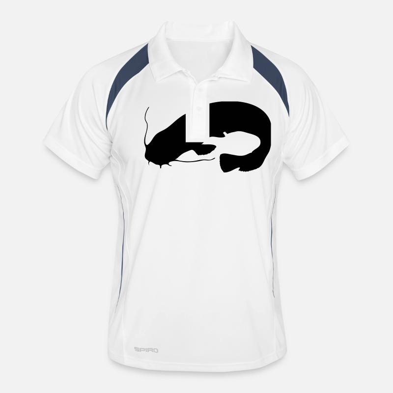 Wels - Männer Polo atmungsaktiv - Weiß/Navy