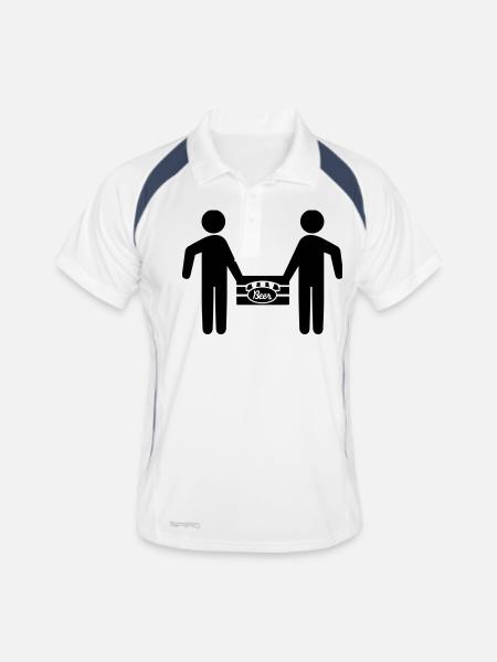 beer_box_f1 - Männer Polo atmungsaktiv - Weiß/Navy - Vorne