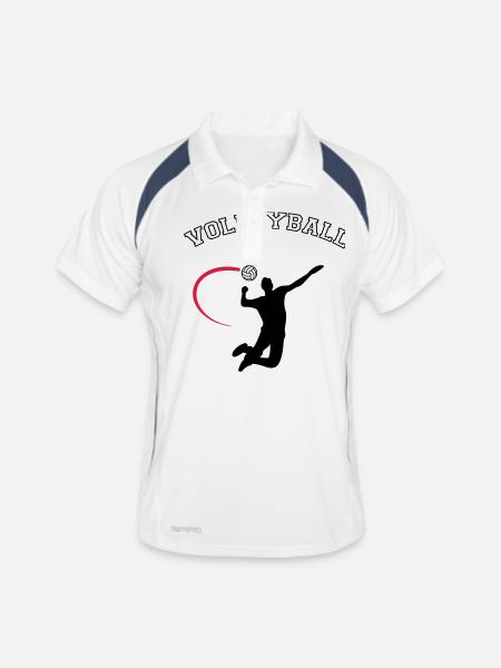 volleyball - Polo respirant Homme - blanc/marine - Devant