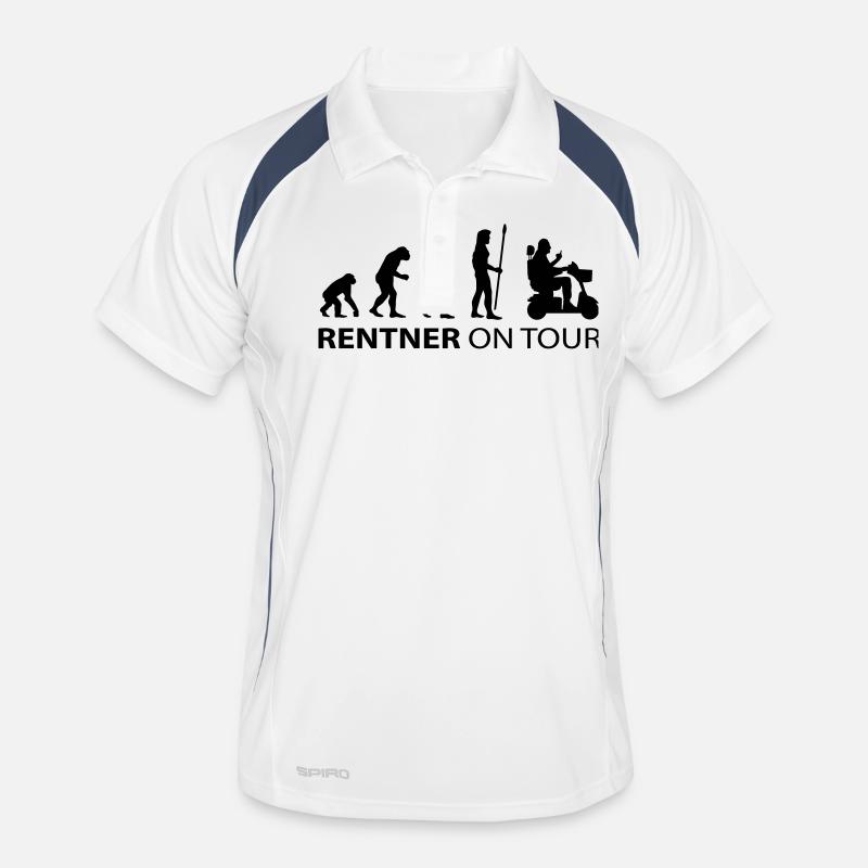 Rentner - Männer Polo atmungsaktiv - Weiß/Navy