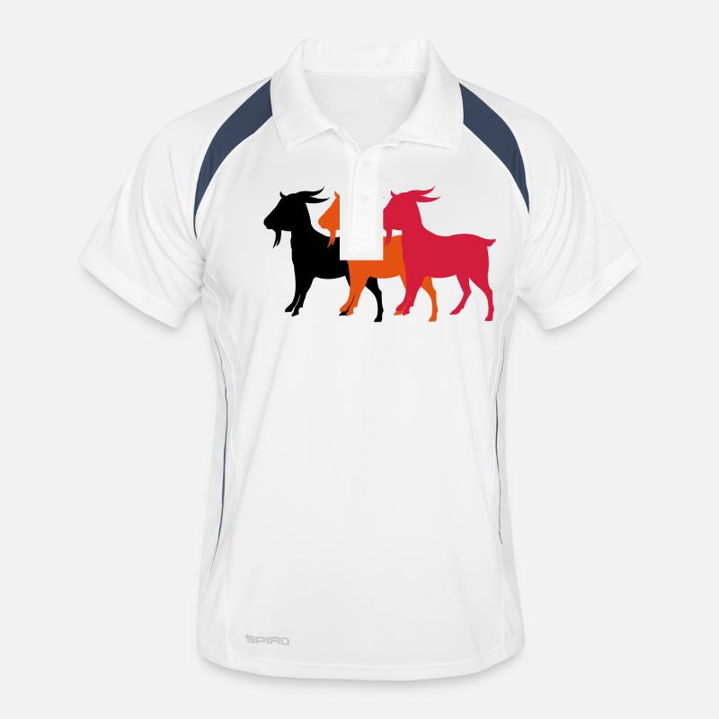 ziege3 - Männer Polo atmungsaktiv - Weiß/Navy