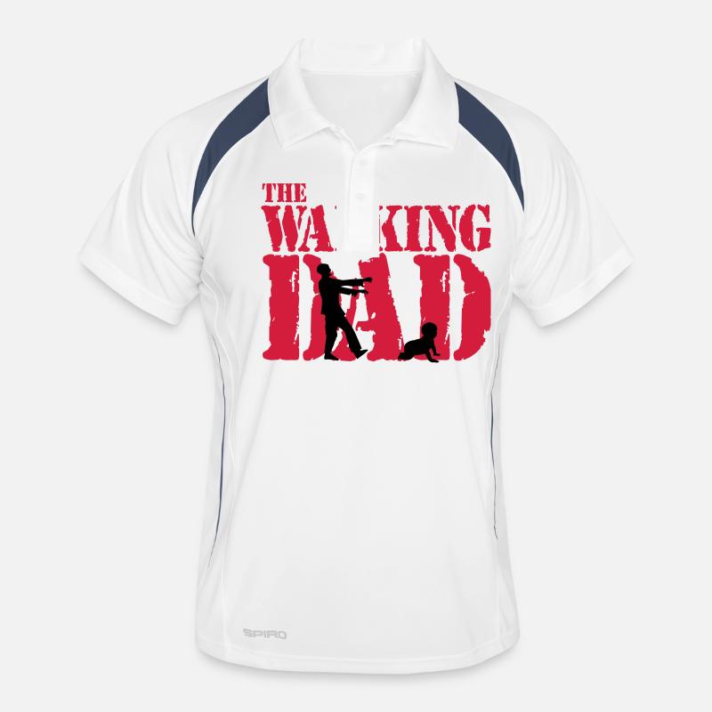 WALKING DAD - Männer Polo atmungsaktiv - Weiß/Navy