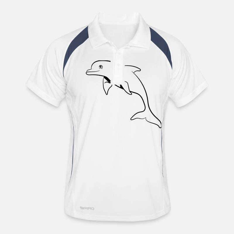 delfin süss springen - Männer Polo atmungsaktiv - Weiß/Navy