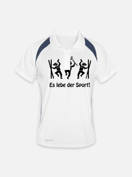 Es Lebe Der Sport! (Après Ski Party) - Männer Polo atmungsaktiv - Weiß/Navy - Vorne