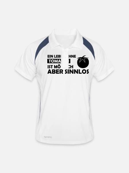 ein leben ohne tomaten - Männer Polo atmungsaktiv - Weiß/Navy - Vorne