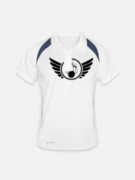bowling_wappen_01 - Männer Polo atmungsaktiv - Weiß/Navy - Vorne