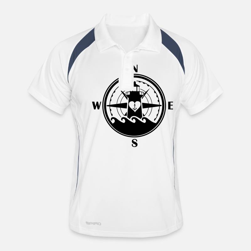 leuchtturm_kompass_01 - Männer Polo atmungsaktiv - Weiß/Navy