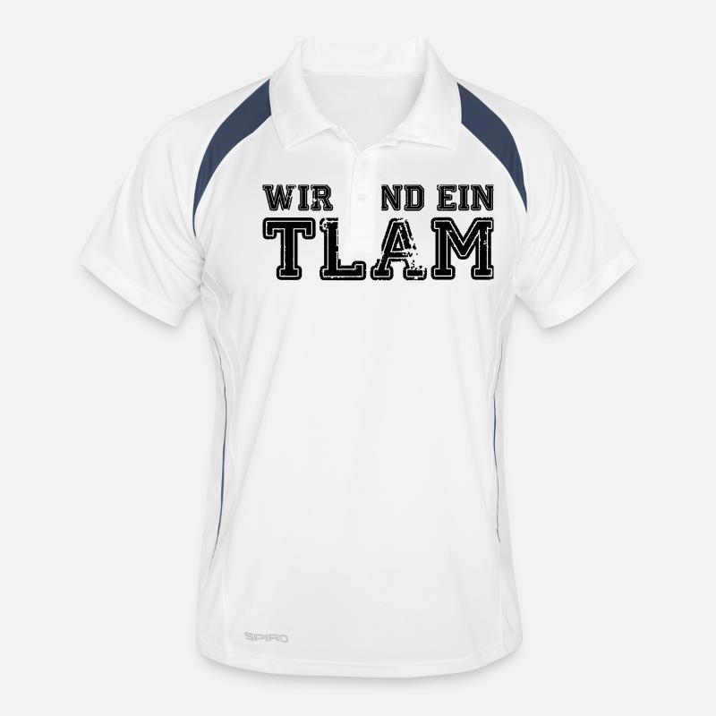wir_sind_ein_team - Männer Polo atmungsaktiv - Weiß/Navy