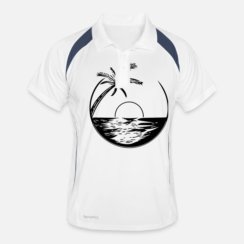Coucher de soleil avec palme - Vector Style Polo respirant Homme
