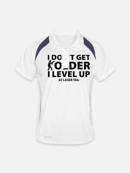 I Don t Get Older I Level Up at Laser Tag - Männer Polo atmungsaktiv - Weiß/Navy - Vorne
