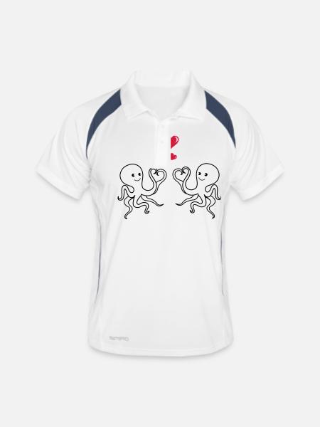 octopus love - Männer Polo atmungsaktiv - Weiß/Navy - Vorne