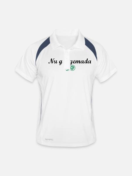 Nu guggemada - Männer Polo atmungsaktiv - Weiß/Navy - Vorne