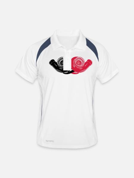 BiTURBO - Männer Polo atmungsaktiv - Weiß/Navy - Vorne