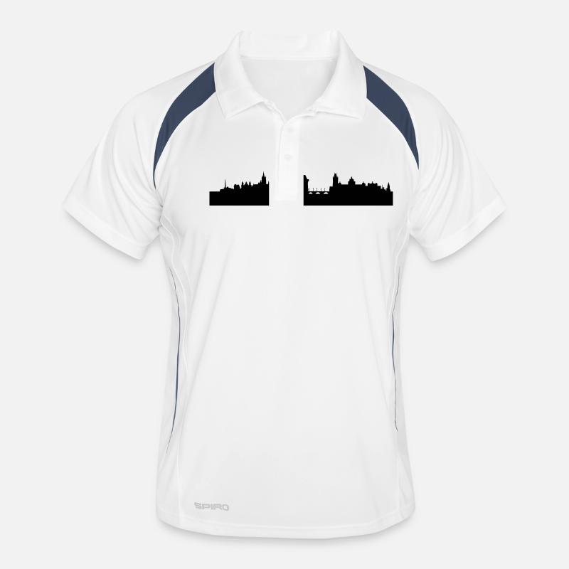 Skyline Prag - Männer Polo atmungsaktiv - Weiß/Navy