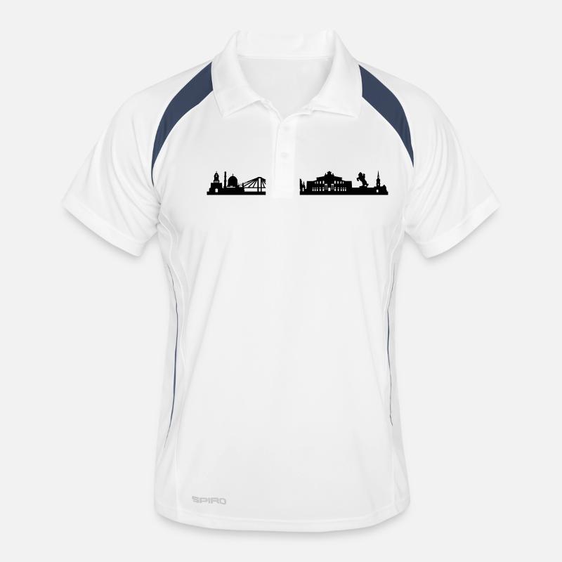 Skyline Dresden lang Männer Polo atmungsaktiv