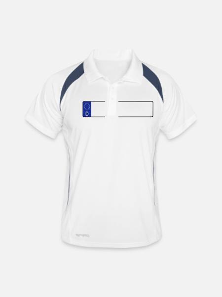 Autokennzeichen - Männer Polo atmungsaktiv - Weiß/Navy - Vorne