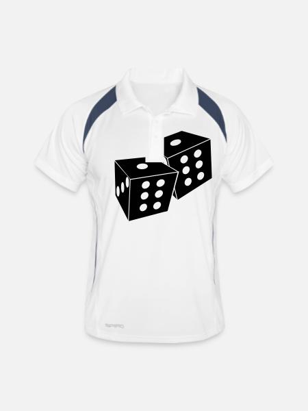 würfel - Männer Polo atmungsaktiv - Weiß/Navy - Vorne