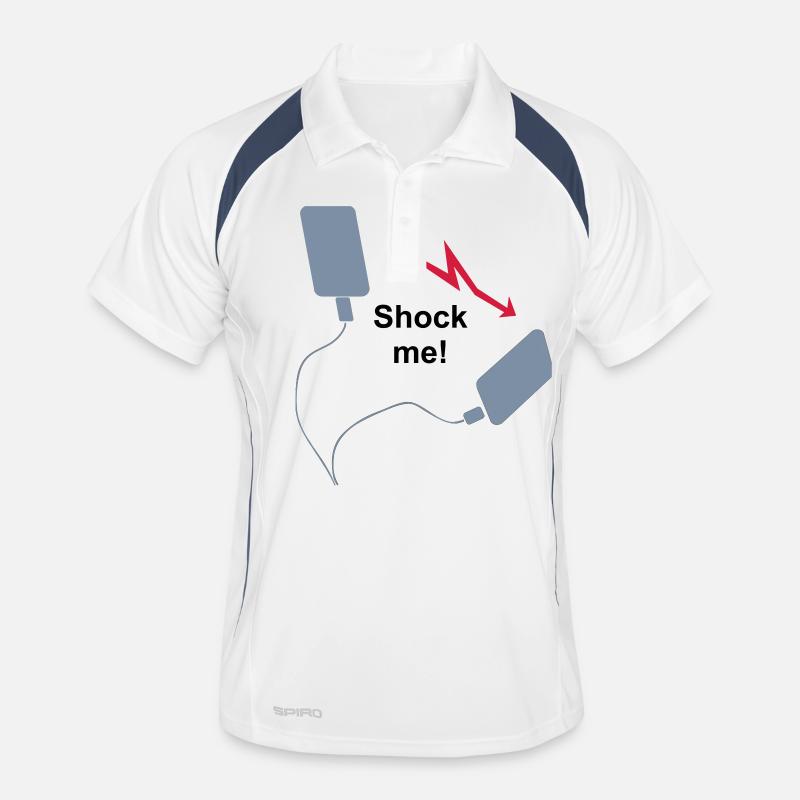 Defibrillator - Shock me! - Männer Polo atmungsaktiv - Weiß/Navy