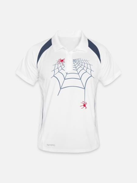 masterfitness_spinne - Männer Polo atmungsaktiv - Weiß/Navy - Vorne