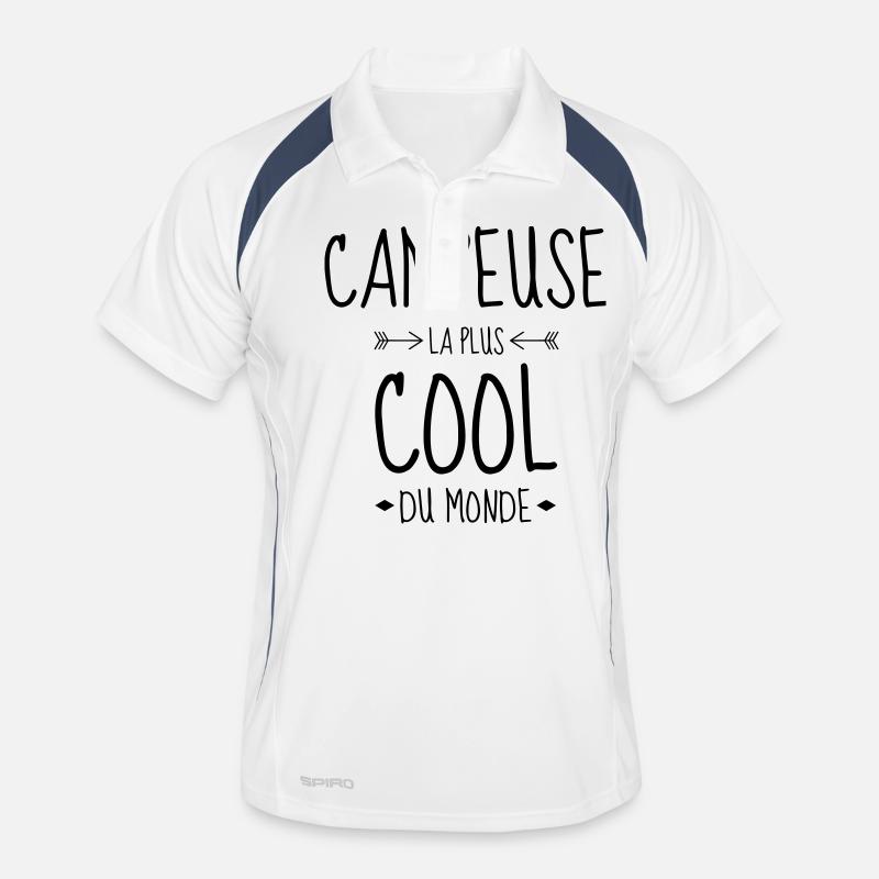 Campingplatz / Camper / Camping / Camp - Männer Polo atmungsaktiv - Weiß/Navy
