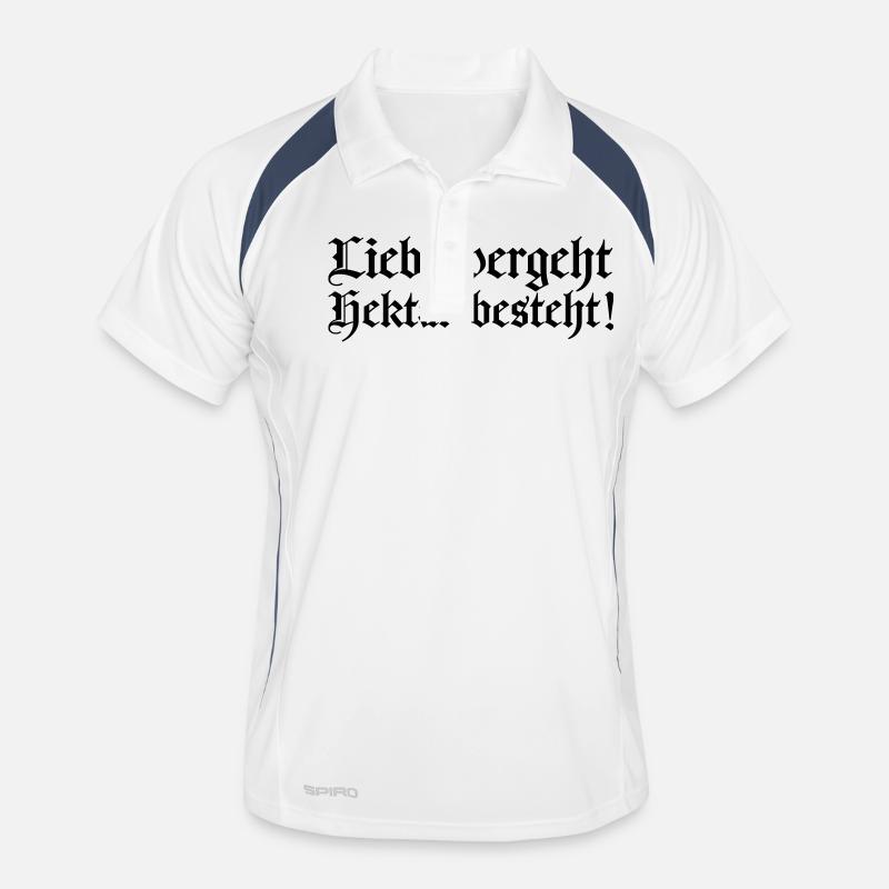 liebe vergeht - hektar besteht - Männer Polo atmungsaktiv - Weiß/Navy