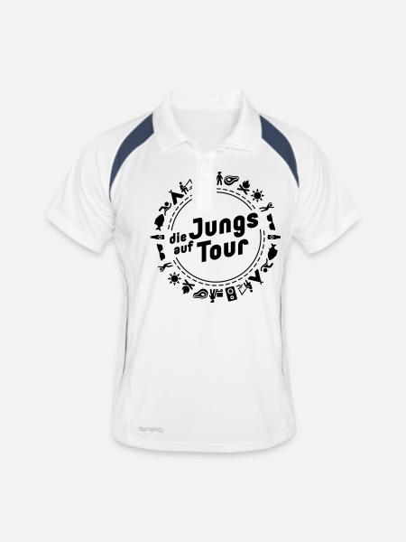 Jungstour - Männer Polo atmungsaktiv - Weiß/Navy - Vorne