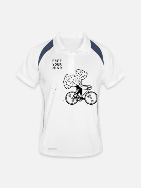 Free Your Mind - Männer Polo atmungsaktiv - Weiß/Navy - Vorne