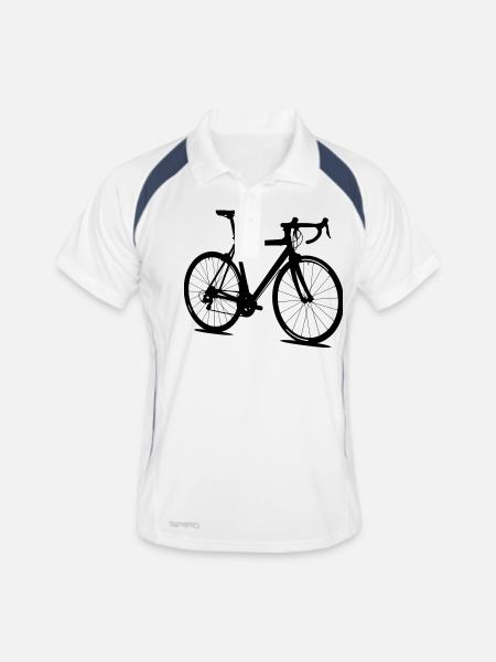 Silhouette de vélo de route - Polo respirant Homme - blanc/marine - Devant