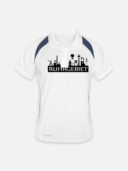 Skyline Ruhr par RuhrPottClothing - Polo respirant Homme - blanc/marine - Devant