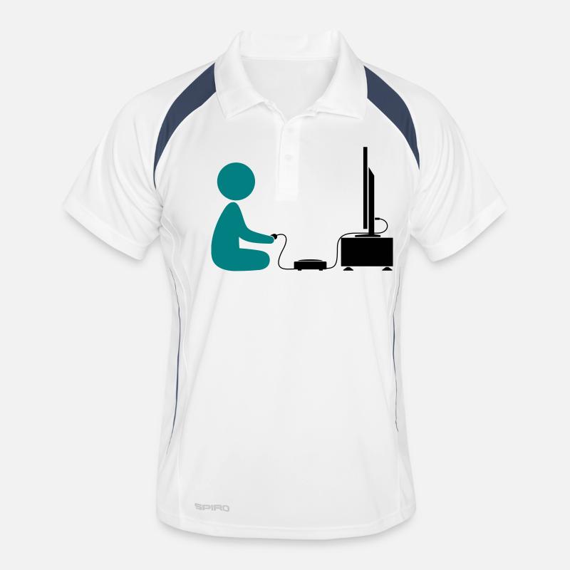 A boy plays with his games console Men's Polo breathable