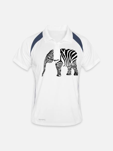 Zebrafant - Männer Polo atmungsaktiv - Weiß/Navy - Vorne