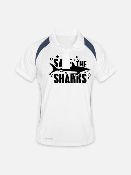 save_the_sharks_f1 - Polo respirant Homme - blanc/marine - Devant