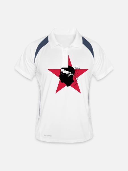 Corse / Corsica / Korsica / Geek / Humour / Bastia - Polo respirant Homme - blanc/marine - Devant