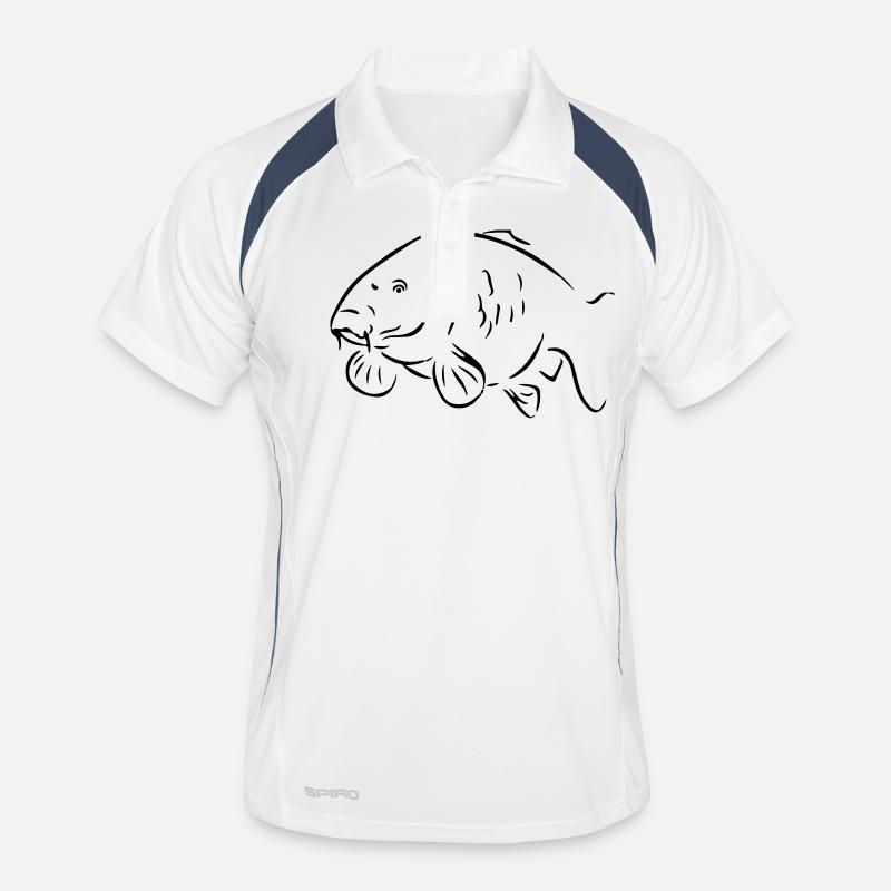 Karpfen - Männer Polo atmungsaktiv - Weiß/Navy