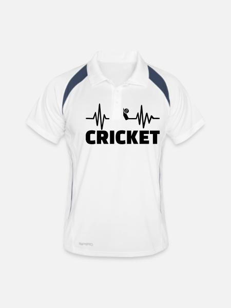 Cricket - Männer Polo atmungsaktiv - Weiß/Navy - Vorne