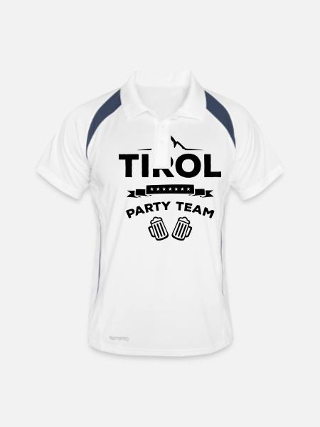 tirol party team bier - Männer Polo atmungsaktiv - Weiß/Navy - Vorne
